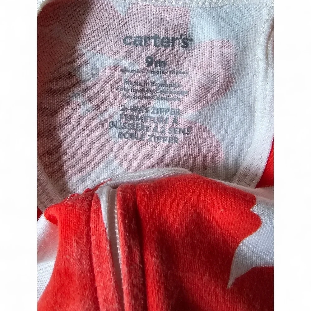 Carter’s Baby Girl Floral Zip-Up Footed Sleeper Pajamas Size 9M